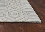 3' X 5' Ivory Or Grey Geometric Wool Area Rug