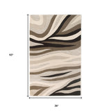 3' X 5' Beige Wool Abstract Hand Tufted Area Rug