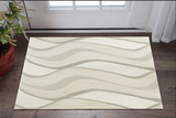 3'X5' Ivory Hand Tufted Abstract Waves Indoor Area Rug