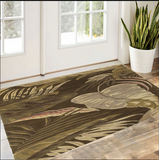 3' X 5' Mocha Leaves Wool Area Rug