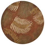 3' X 5' Rust Fern Leaves Wool Area Rug