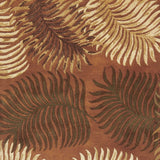 3' X 5' Rust Fern Leaves Wool Area Rug