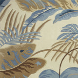 3'X5' Ivory Blue Hand Tufted Tropical Leaves Indoor Area Rug