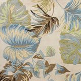 3' X 5' Ivory Or Blue Leaves Wool Area Rug