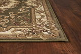 5' X 8' Green Or Ivory Floral Bordered Indoor Area Rug