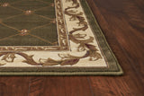 5'X8' Green Machine Woven Hand Carved Fleur De Lis Indoor Area Rug