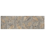 2' X 8' Grey Palm Leaves Wool Runner Rug