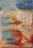 5'X8' Blue Rust Orange Machine Woven Abstract Brushstrokes Indoor Area Rug