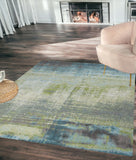 5' X 8' Blue Or Green Abstract Indoor Area Rug