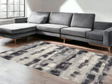 5'X8' Shades Of Grey Machine Woven Abstract Brushstroke Indoor Area Rug