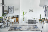 5'X8' Grey Navy Machine Woven Tropical Indoor Area Rug