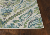 5' X 8' Ivory Or Teal Tropical Parisian Indoor Area Rug