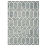 5'X7' Blue Hand Tufted Wool Herringbone Indoor Area Rug