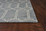 5'X7' Blue Hand Tufted Wool Herringbone Indoor Area Rug