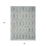 5'X7' Blue Hand Tufted Wool Herringbone Indoor Area Rug