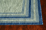 8'X11' Grey Denim Machine Woven Uv Treated Bordered Indoor Outdoor Area Rug