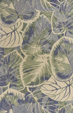 3' X 5' Blue Or Green Tropical Leaves Wool Indoor Area Rug