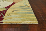 4'X6' Coral Red Ivory Hand Tufted Tropical Leaves Indoor Area Rug