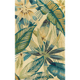 3' X 5' Ivory Or Teal Tropical Leaves Wool Indoor Area Rug