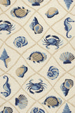 5'X8' Sand Beige Hand Hooked Uv Treated Coastal Sea Life Indoor Outdoor Area Rug