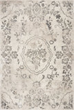 5'X8' Grey Machine Woven Distressed Floral Medallion Indoor Area Rug