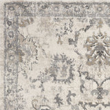 5'X8' Ivory Machine Woven Distressed Floral Traditional Indoor Runner Rug