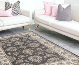 8'X10' Grey Ivory Floral Indoor Area Rug