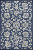 8' X 11' Denim Blue Floral Indoor Outdoor Area Rug