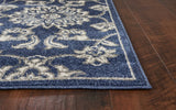 8' X 11' Denim Blue Floral Indoor Outdoor Area Rug