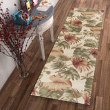 2' X 10' Beige Palm Leaves Wool Indoor Runner Rug