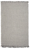 5' X 8' Ivory Or Grey Plaid Knitted Wool Indoor Area Rug With Fringe