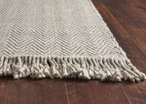 5' X 8' Ivory Or Grey Plaid Knitted Wool Indoor Area Rug With Fringe