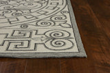 3'X5' Ivory Grey Hand Hooked Uv Treated Greek Key Medallion Indoor Outdoor Area Rug