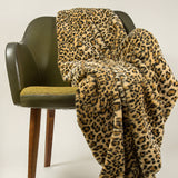 Brown And Black Woven Acrylic Animal Print Plush Throw