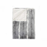 Black Gray And White Woven Acrylic Striped Plush Throw