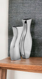 Set of Two Aluminum Silver Novelty Table Vases