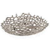 15" Silver Aluminum Coral Decorative Bowl