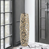 32" Aluminum Gold Twigs Cylinder Floor Vase