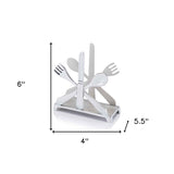 6" Aluminum Cutlery Design Free Standing Napkin Holder