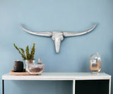 2" X 38" X 10" Buffed Long Horn Wall Bust