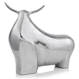 20" Silver Aluminum Bull Abstract Figurine