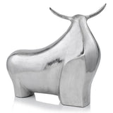 20" Silver Aluminum Bull Abstract Figurine