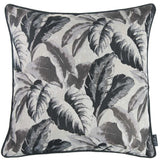 Gray Jacquard Tropical Leaf Decorative Throw Pillow Cover