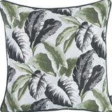 Black White And Green Tropical Leaf Throw Pillow Cover