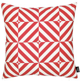 Red And White Geometric Squares Decorative Throw Pillow Cover