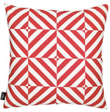 Red And White Geometric Squares Decorative Throw Pillow Cover