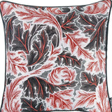 Black Red And White Jacquard Leaf Decorative Throw Pillow Cover