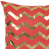 Gold And Red Chevron Decorative Throw Pillow Cover