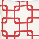 Red And White Geometric Squares Decorative Throw Pillow Cover