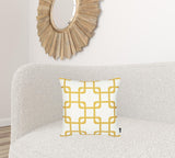 Yellow And White Geometric Squares Decorative Throw Pillow Cover